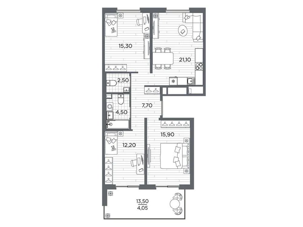 Продается 3-комнатная квартира, 82,8 м² - Фото 1