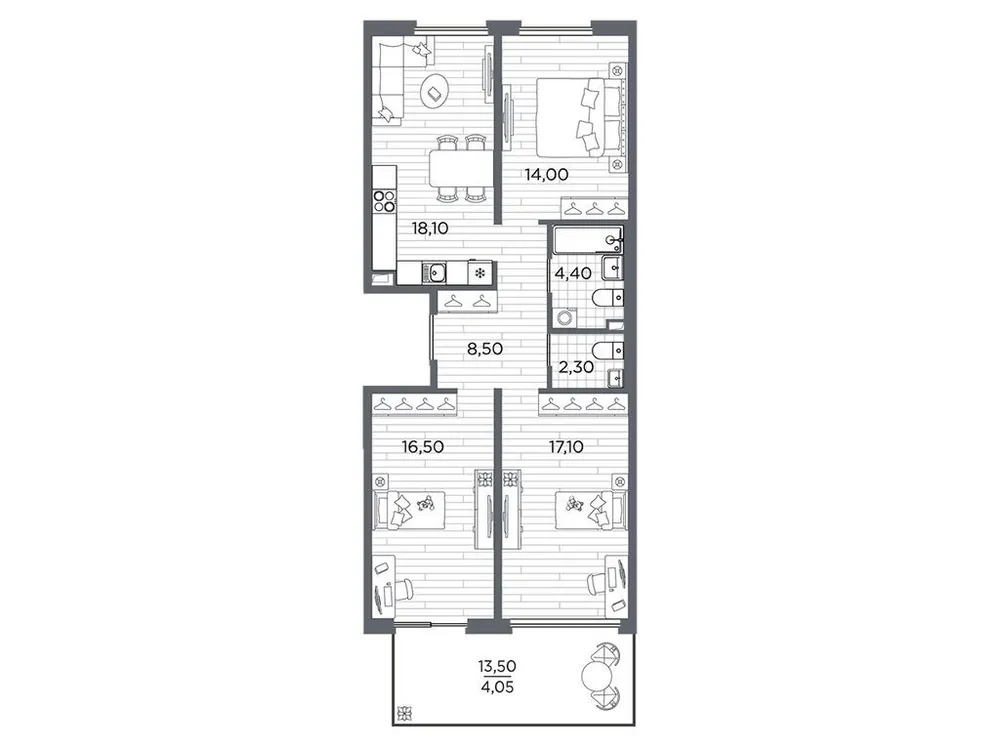 Продается 3-комнатная квартира, 84,8 м² - Фото 1