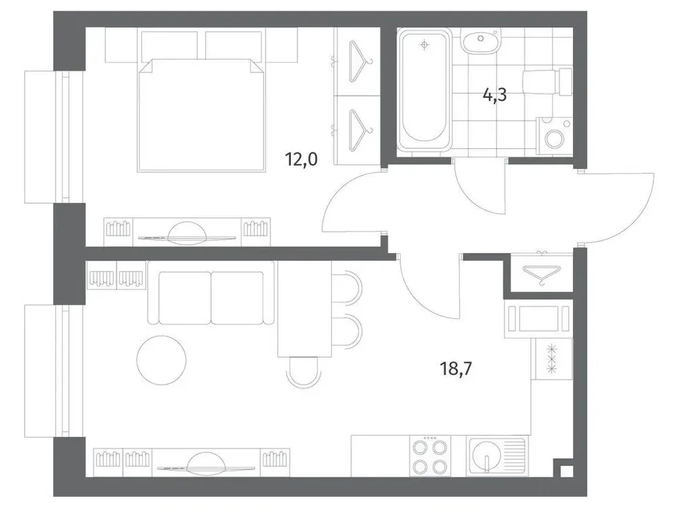 Продается 1-комнатная квартира, 38,6 м² - Фото 1