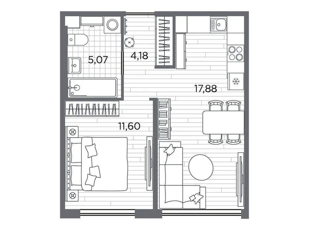 Продается 1-комнатная квартира, 39 м² - Фото 1