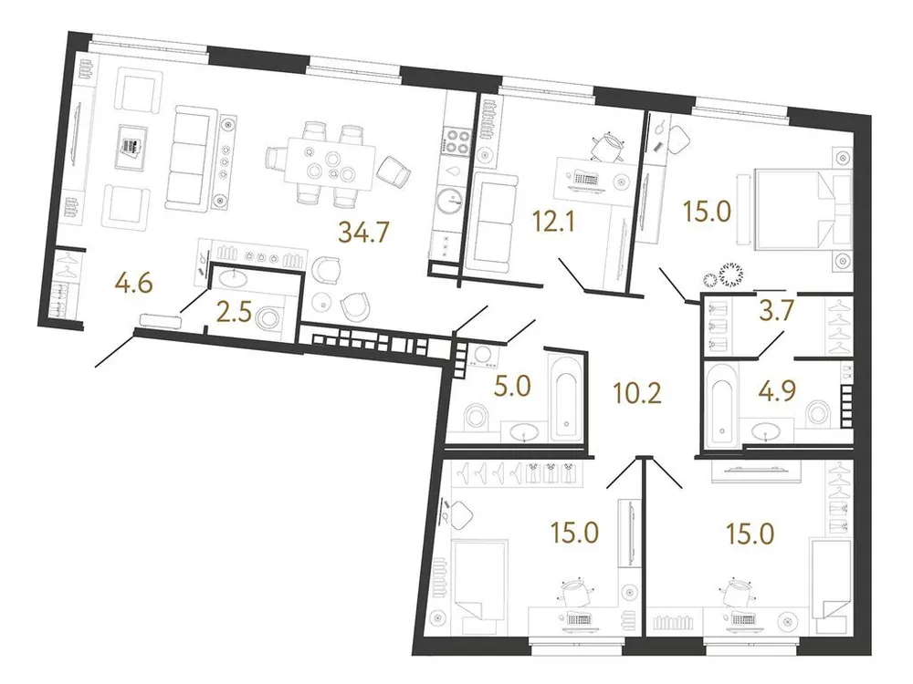 Продается 4-комнатная квартира, 122,5 м² - Фото 1