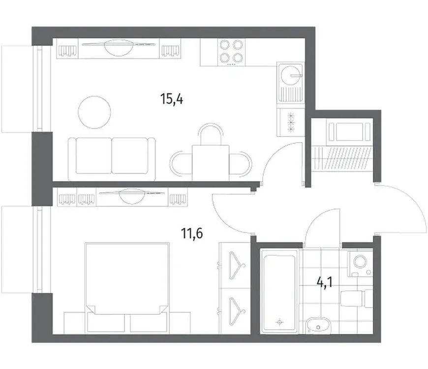 Продается 1-комнатная квартира, 34,9 м² - Фото 1