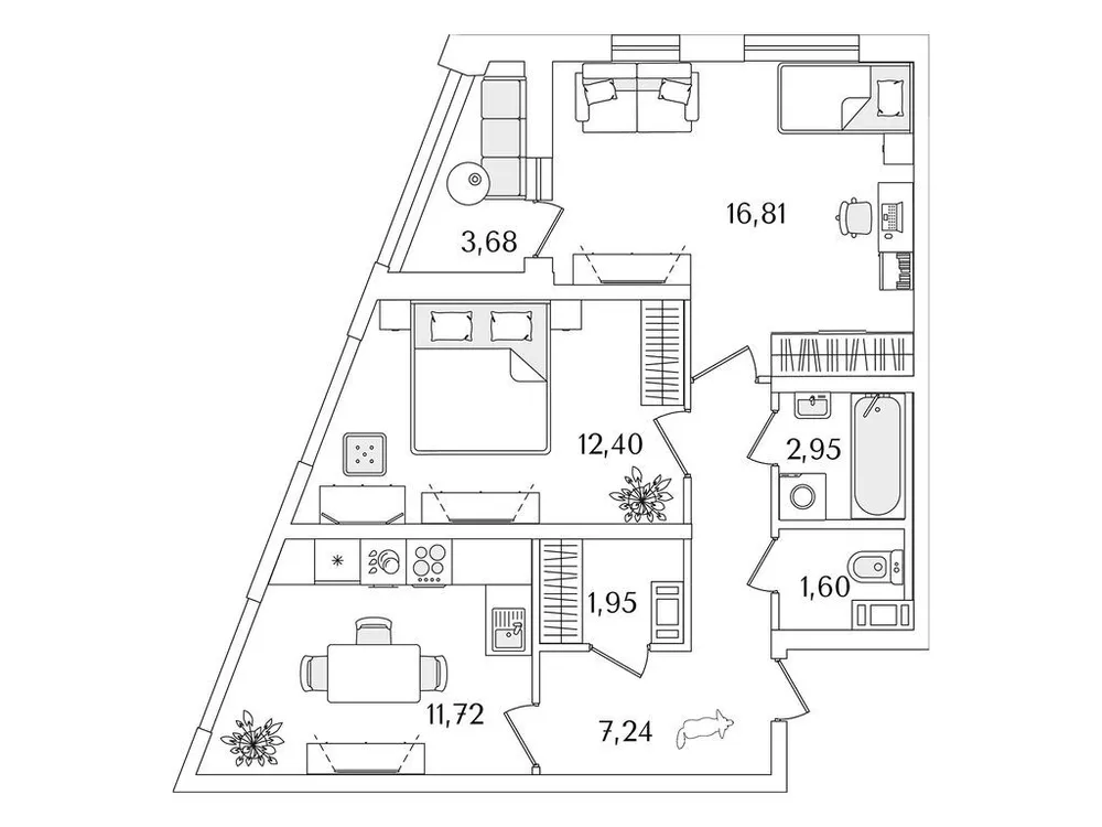 Продается 2-комнатная квартира, 56,1 м² - Фото 1