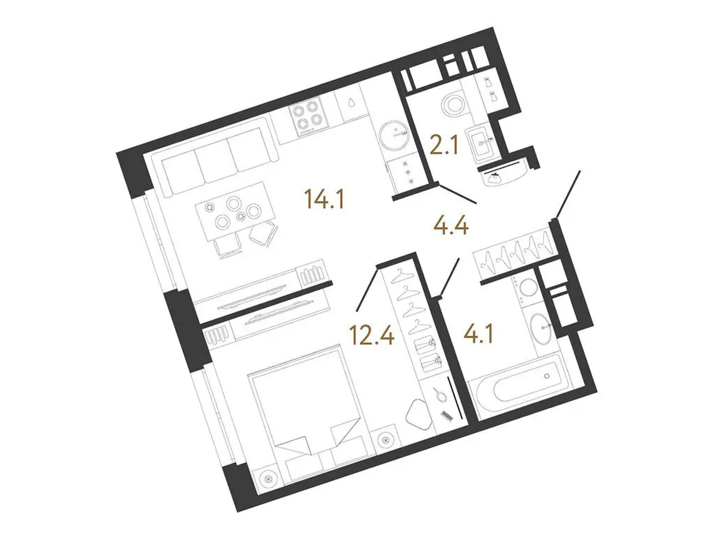 Продается 1-комнатная квартира, 37,1 м² - Фото 1