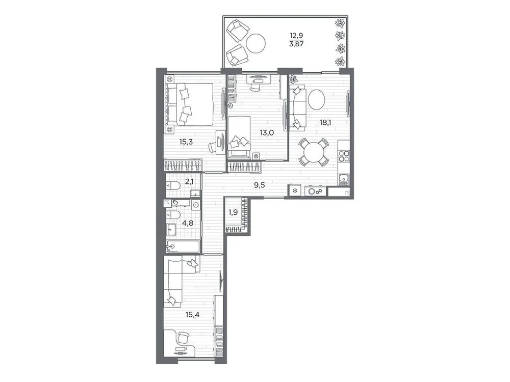 Продается 3-комнатная квартира, 84 м² - Фото 1