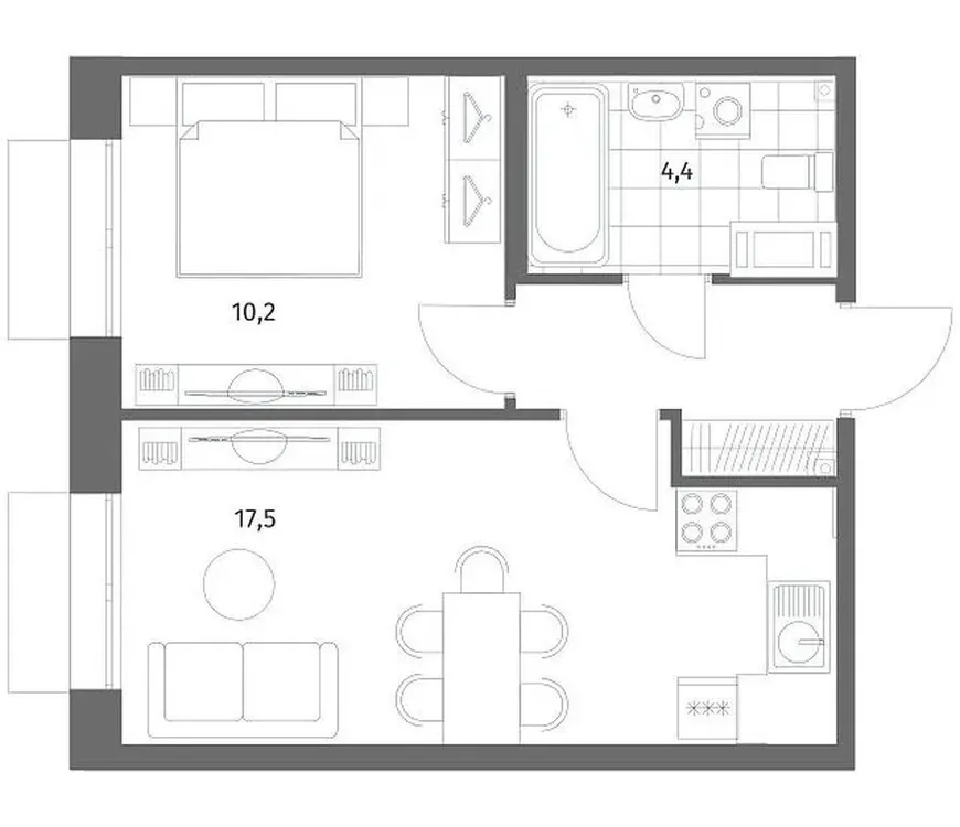 Продается 1-комнатная квартира, 36,2 м² - Фото 1