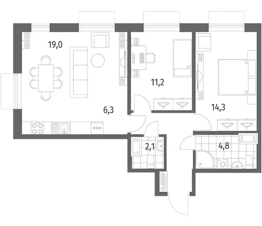 Продается 3-комнатная квартира, 65,1 м² - Фото 1