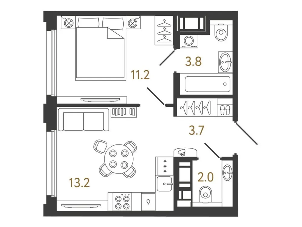 Продается 1-комнатная квартира, 33,9 м² - Фото 1