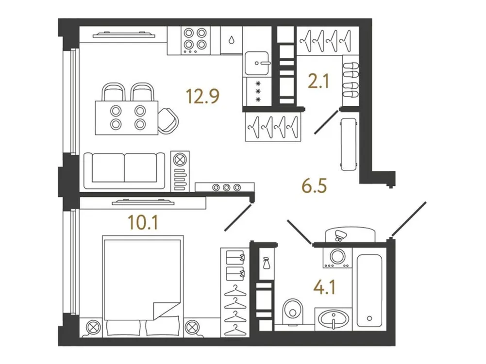 Продается 1-комнатная квартира, 35,7 м² - Фото 1
