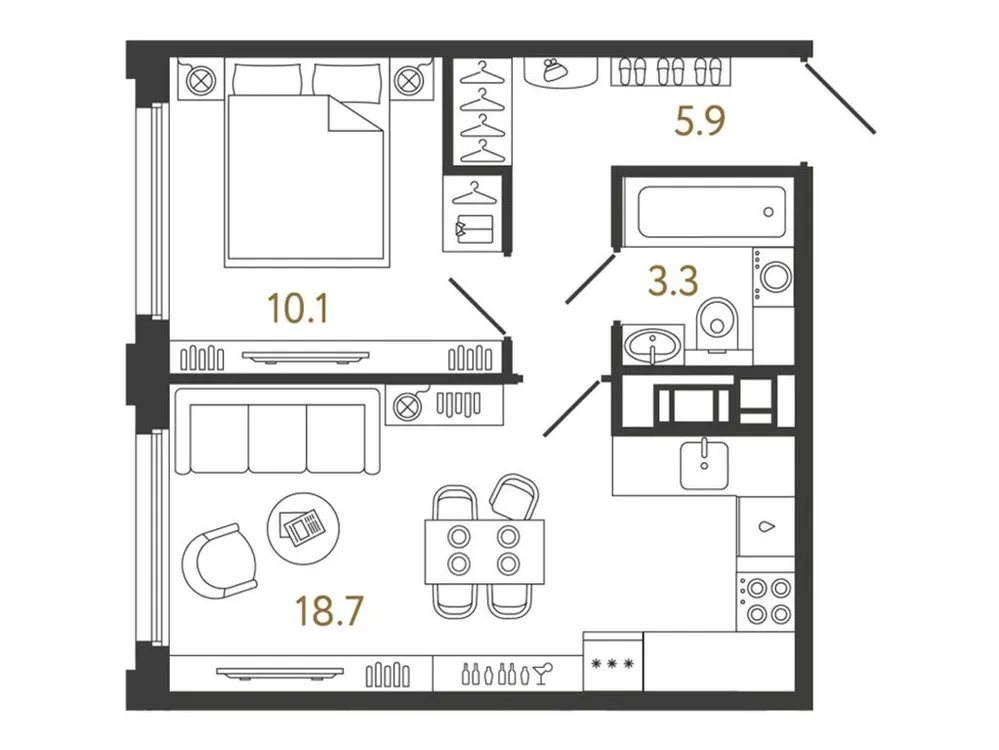 Продается 1-комнатная квартира, 38 м² - Фото 1