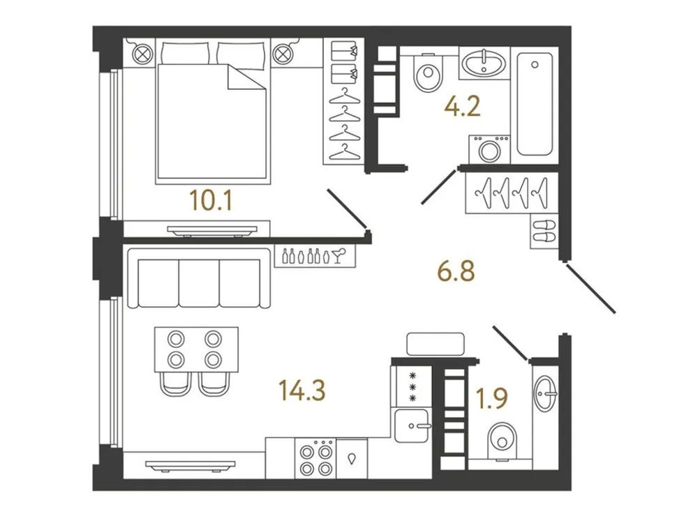 Продается 1-комнатная квартира, 37,3 м² - Фото 1