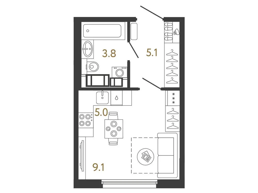 Продается студия, 23 м² - Фото 1
