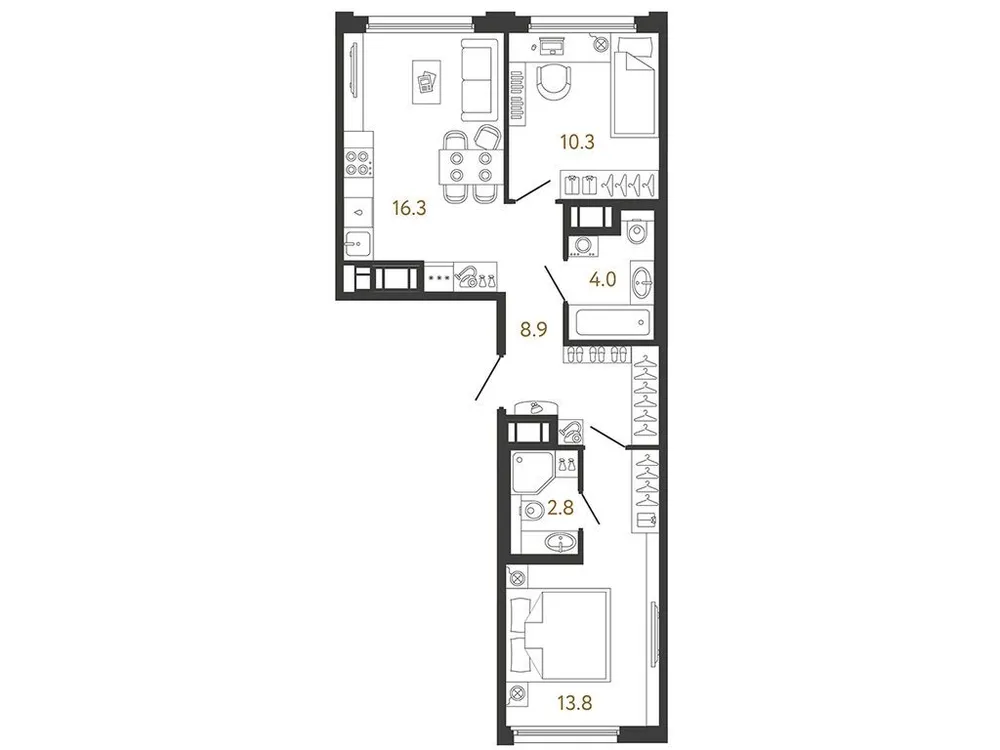 Продается 2-комнатная квартира, 56,1 м² - Фото 1