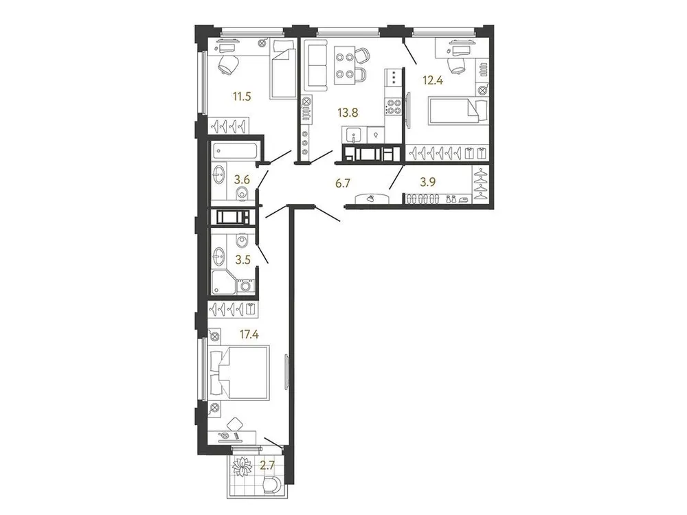 Продается 3-комнатная квартира, 72,8 м² - Фото 1