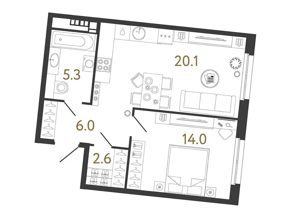 Продается 1-комнатная квартира, 48 м² - Фото 1