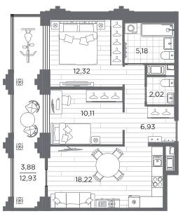 Продается 2-комнатная квартира, 58,4 м² - Фото 1