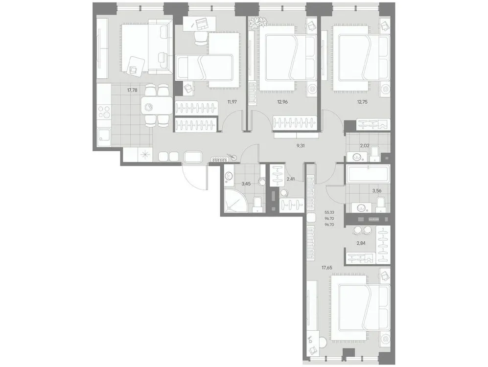 Продается 4-комнатная квартира, 96,7 м² - Фото 1