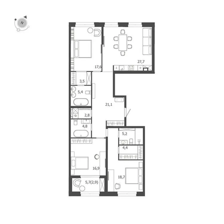 Продается 3-комнатная квартира, 131 м² - Фото 1