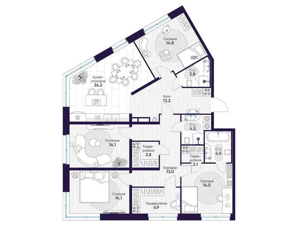 Продается 4-комнатная квартира, 132,8 м² - Фото 1