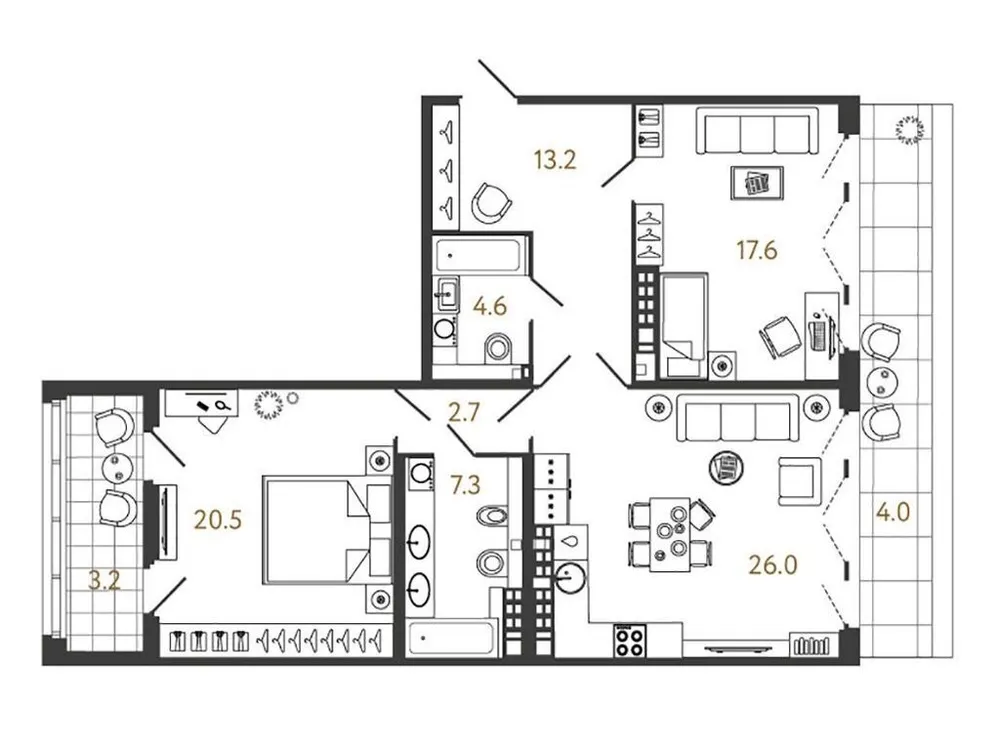 Продается 2-комнатная квартира, 91,6 м² - Фото 1