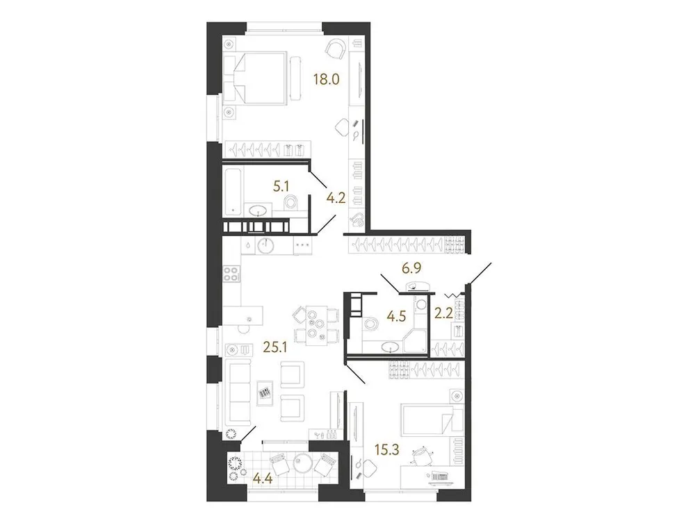 Продается 2-комнатная квартира, 81,3 м² - Фото 2
