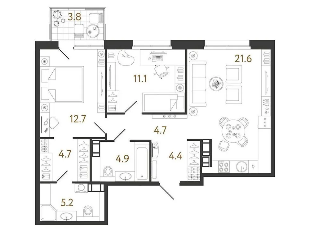 Продается 2-комнатная квартира, 68,6 м² - Фото 1