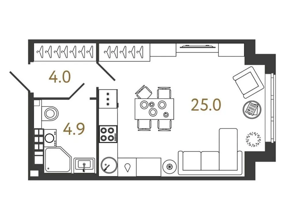 Продается студия, 33,8 м² - Фото 1