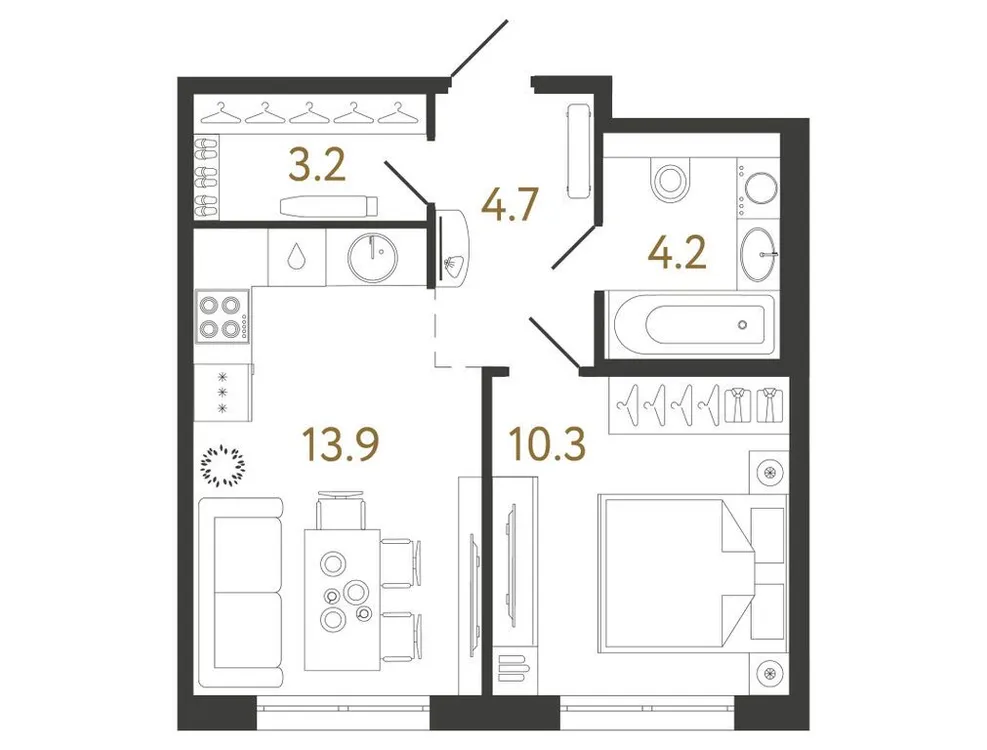 Продается 1-комнатная квартира, 36,3 м² - Фото 1