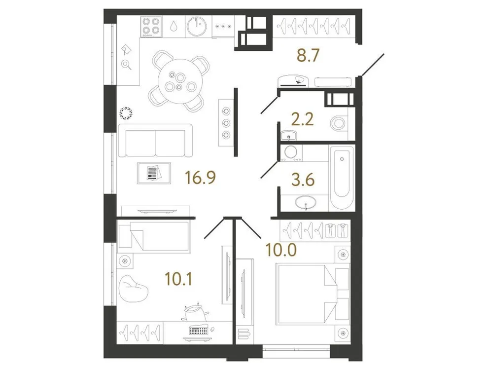 Продается 2-комнатная квартира, 51,5 м² - Фото 1
