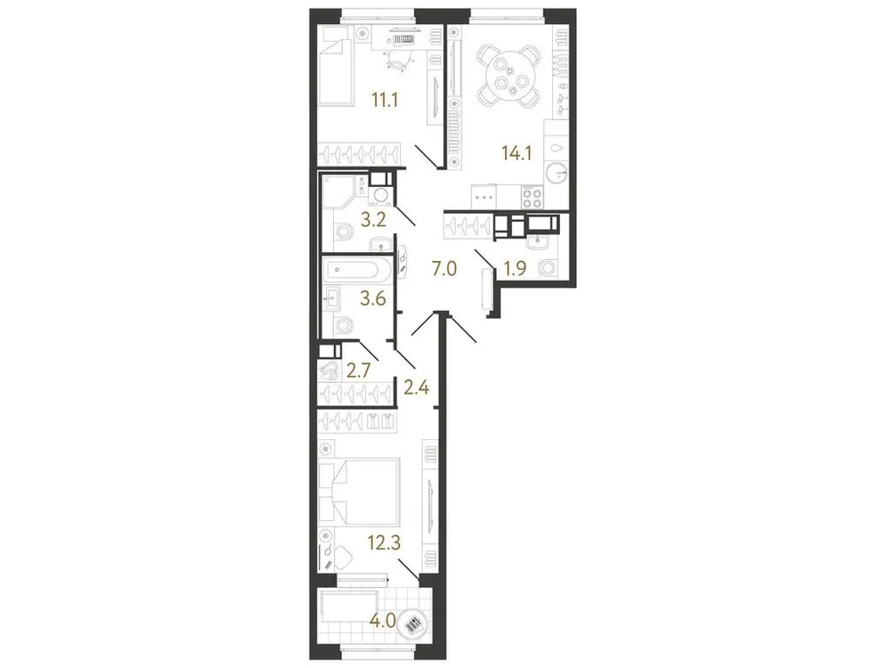 Продается 2-комнатная квартира, 58,3 м² - Фото 1