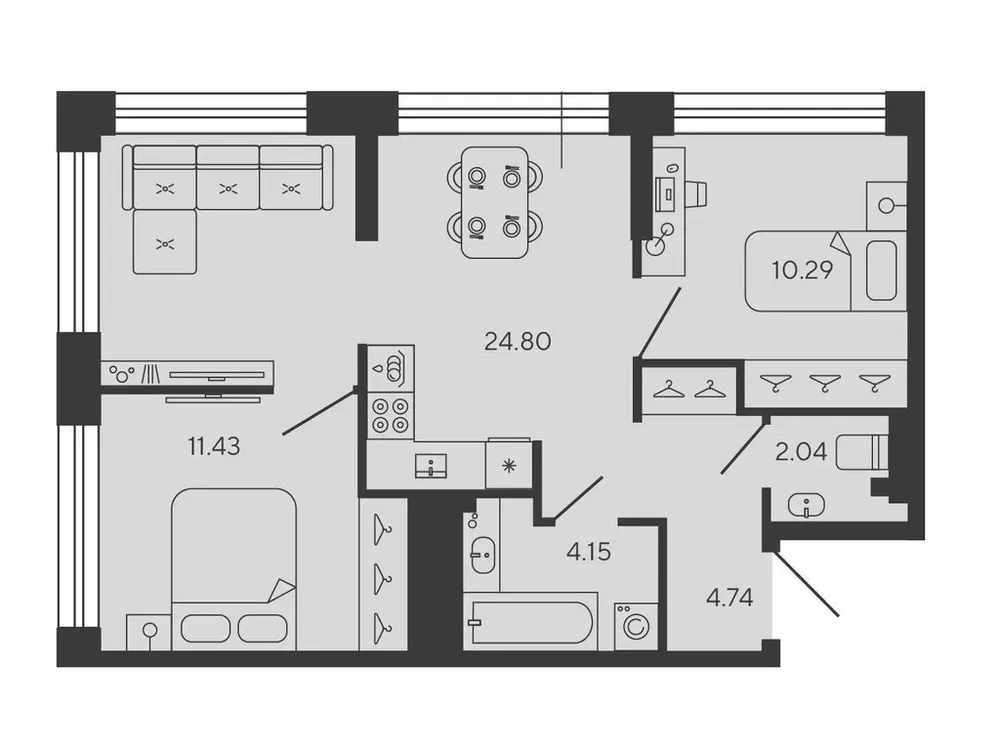 Продается 2-комнатная квартира, 57,5 м² - Фото 1