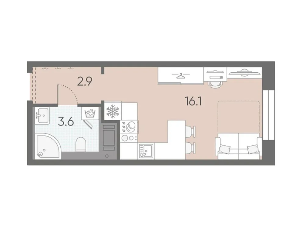 Продается студия, 22,6 м² - Фото 2