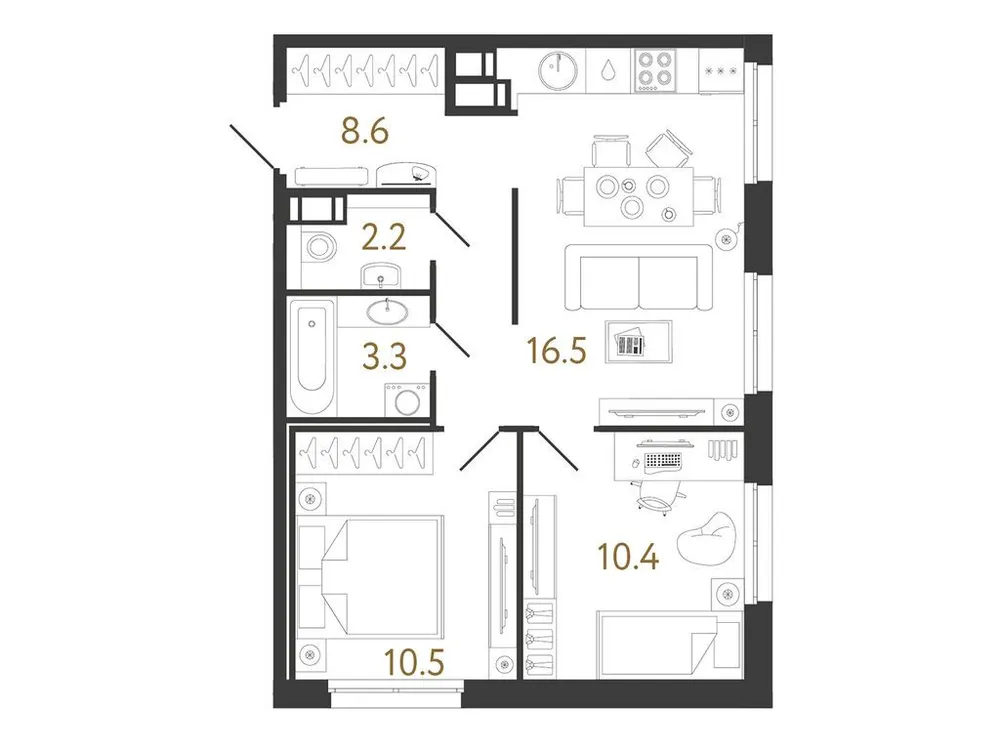 Продается 2-комнатная квартира, 51,5 м² - Фото 2