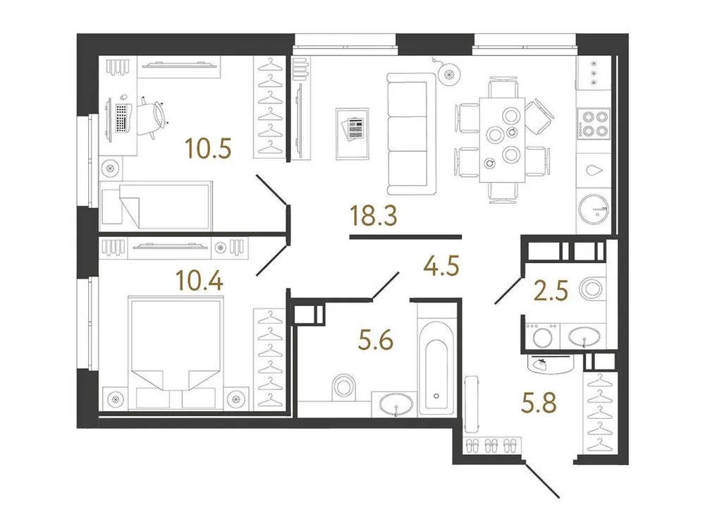 Продается 2-комнатная квартира, 57,6 м² - Фото 2