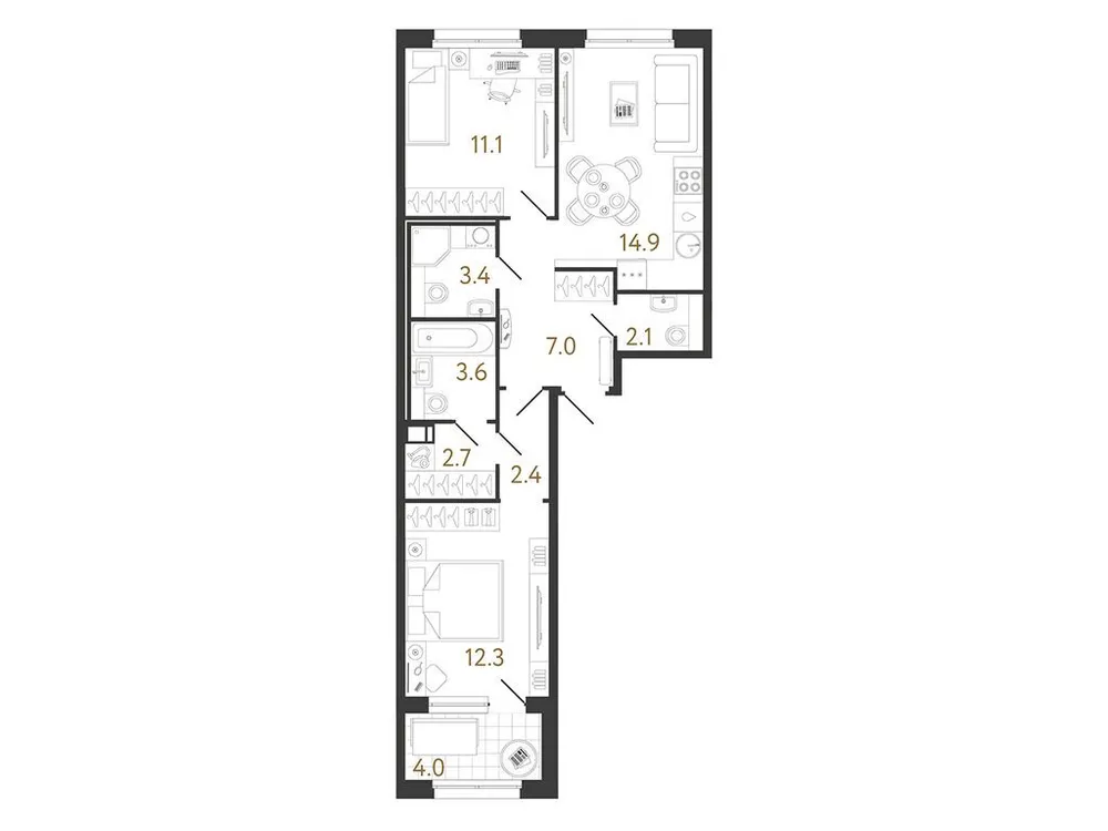 Продается 2-комнатная квартира, 59,5 м² - Фото 1