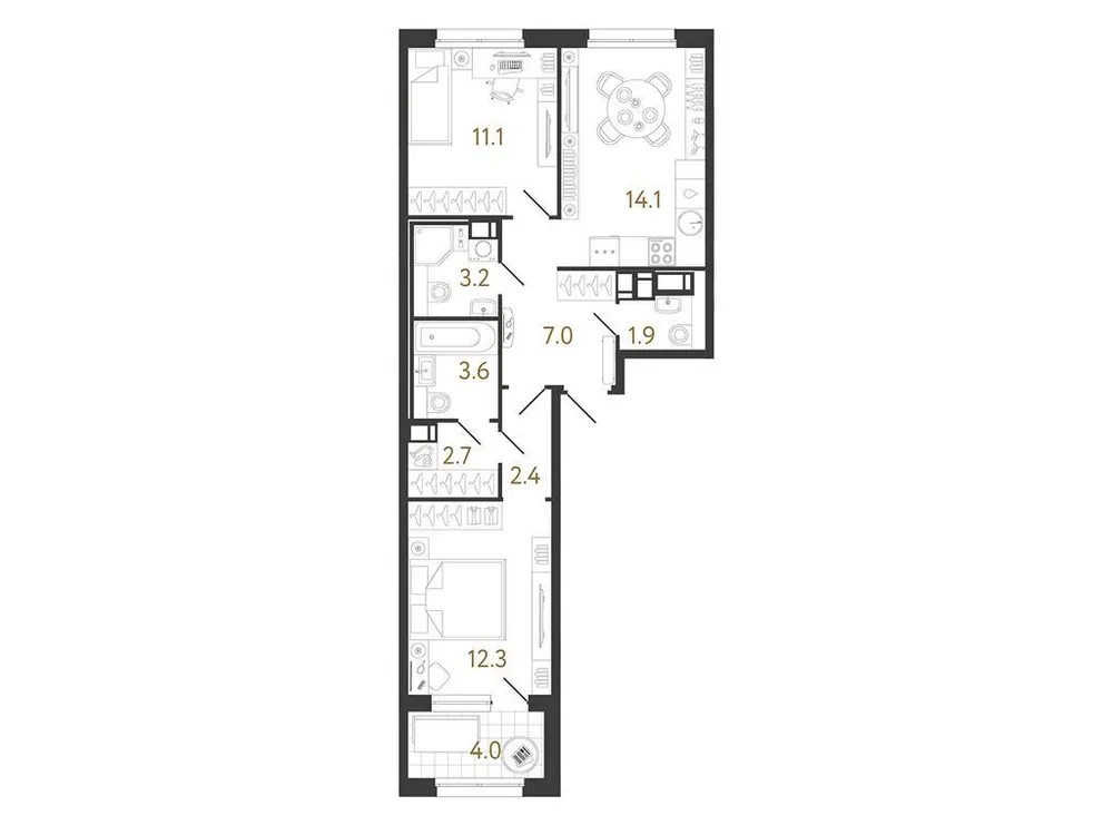 Продается 2-комнатная квартира, 58,3 м² - Фото 2