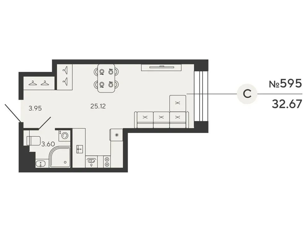 Продается 1-комнатная квартира, 32,7 м² - Фото 1