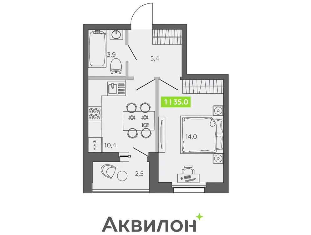 Продается 1-комнатная квартира, 35 м² - Фото 1