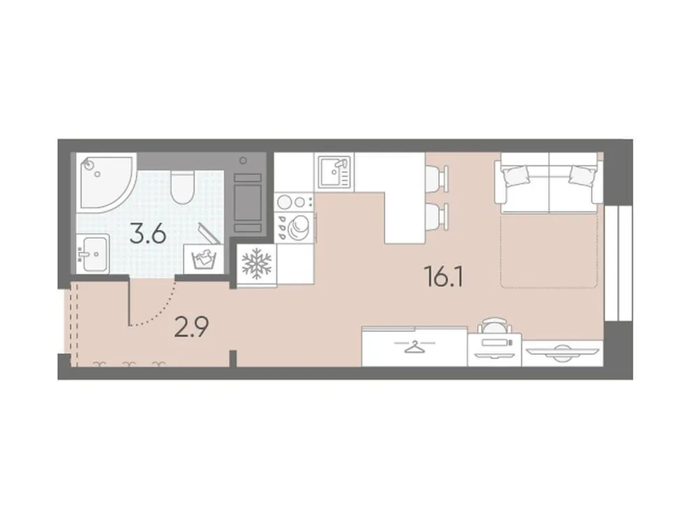 Продается студия, 22,6 м² - Фото 3