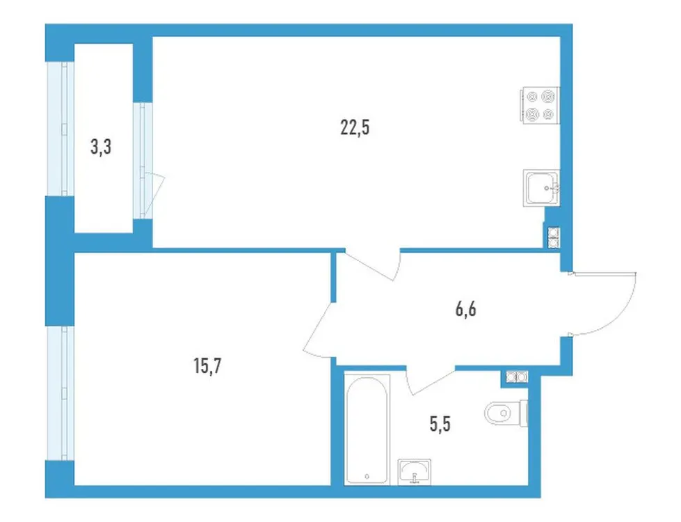 Продается 1-комнатная квартира, 52 м² - Фото 1