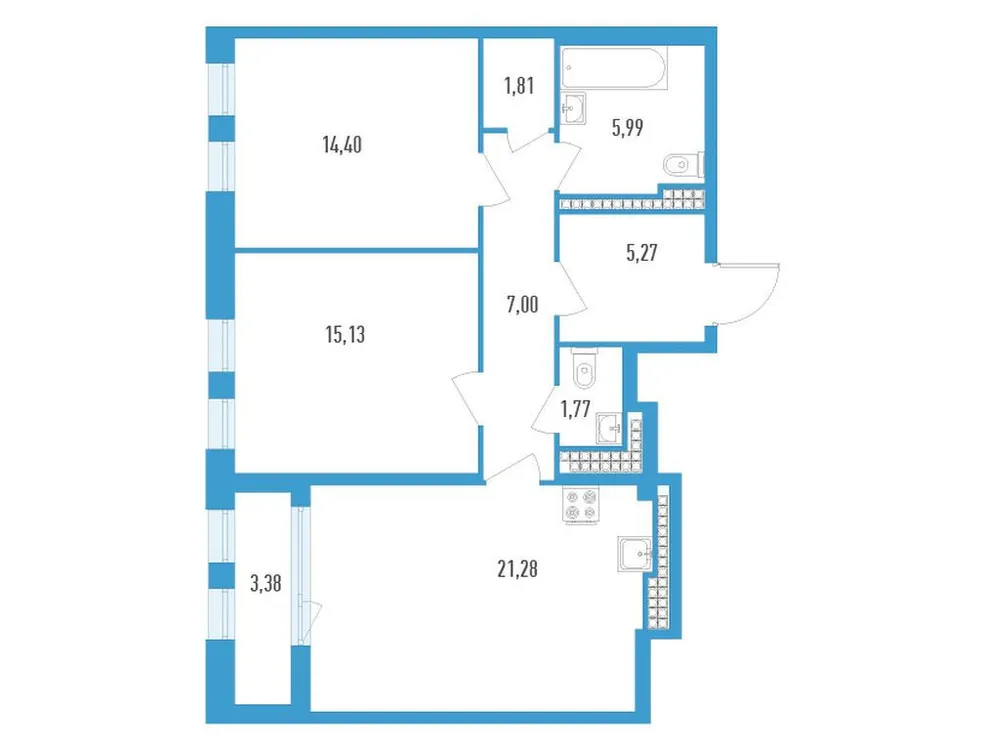 Продается 2-комнатная квартира, 74,1 м² - Фото 1
