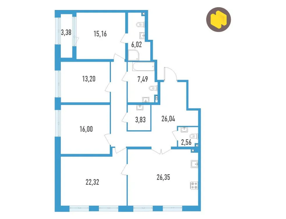 Продается 4-комнатная квартира, 139,2 м² - Фото 1