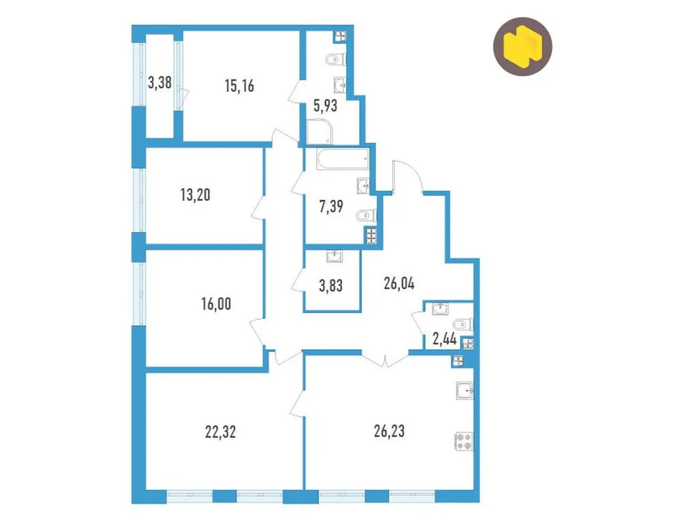 Продается 4-комнатная квартира, 138,8 м² - Фото 1