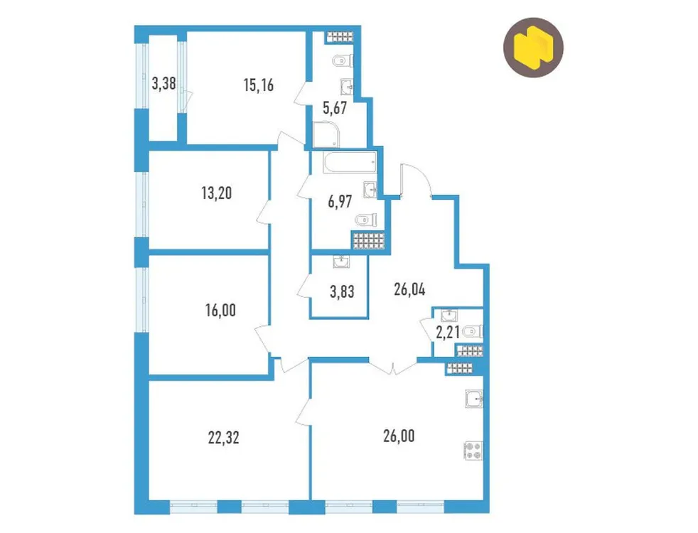 Продается 4-комнатная квартира, 137,6 м² - Фото 1