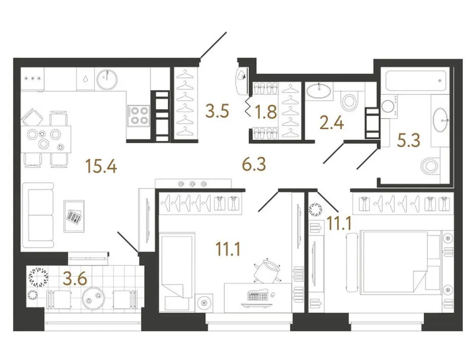 Продается 2-комнатная квартира, 58 м² - Фото 1