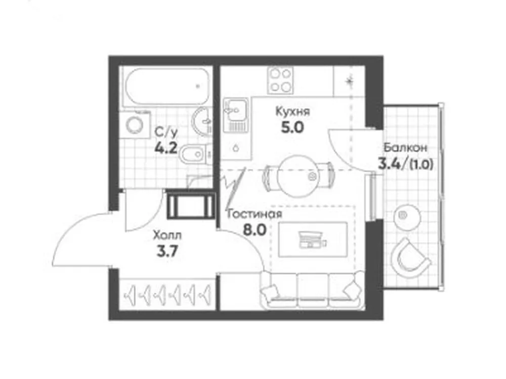 Продается студия, 21,9 м² - Фото 1