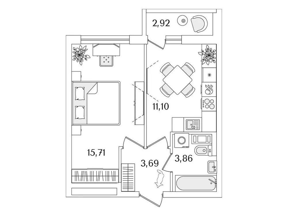 Продается 1-комнатная квартира, 35,7 м² - Фото 1