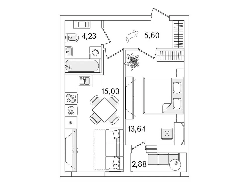 Продается 1-комнатная квартира, 39,6 м² - Фото 1