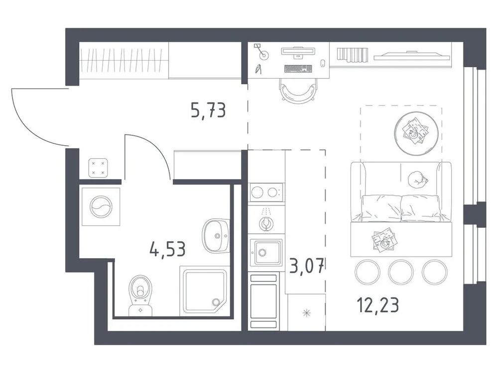 Продается студия, 25,6 м² - Фото 1
