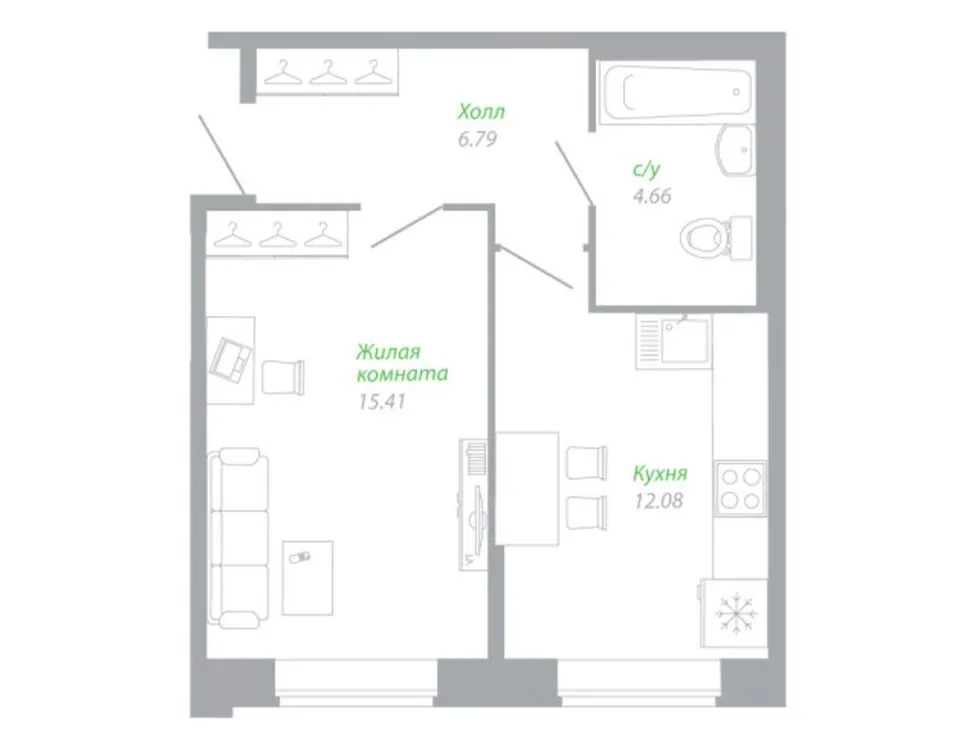 Продается 1-комнатная квартира, 38,9 м² - Фото 1